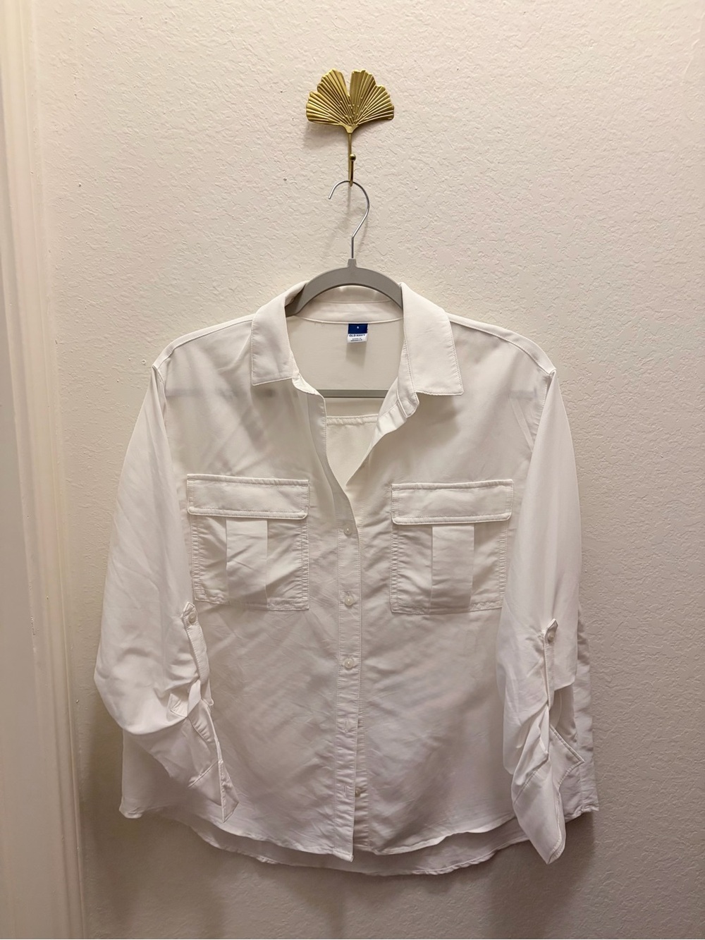 Old Navy White Utility Button Up Shirt Small NWOT